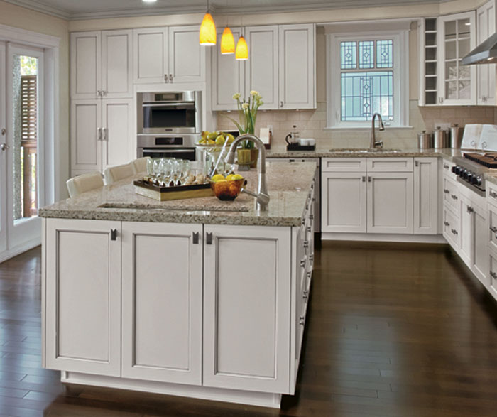 Painted kitchen cabinets in alabaster by Kitchen Craft Cabinetry
