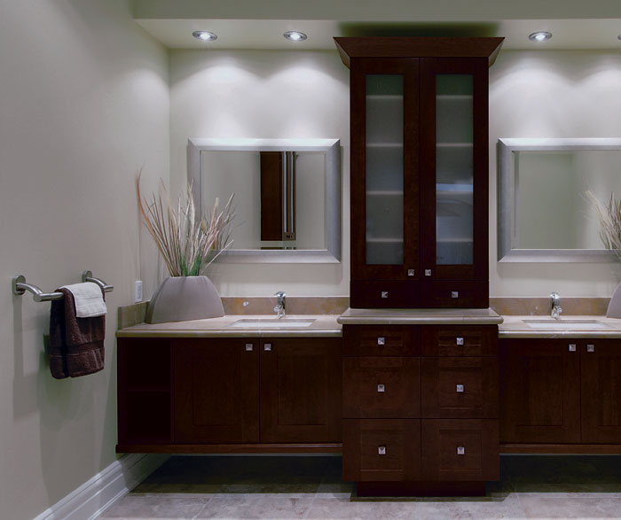 Contemporary bathroom vanities with storage cabinets by Kitchen Craft Cabinetry