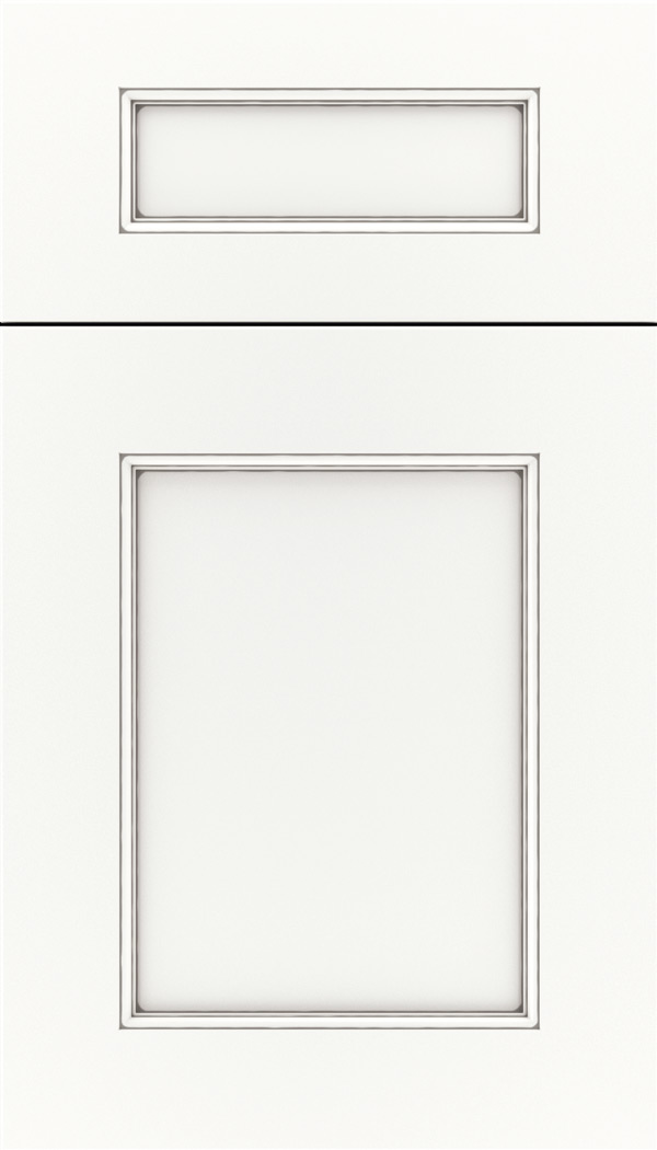 Lexington 5pc Maple recessed panel cabinet door in Whitecap with Pewter glaze