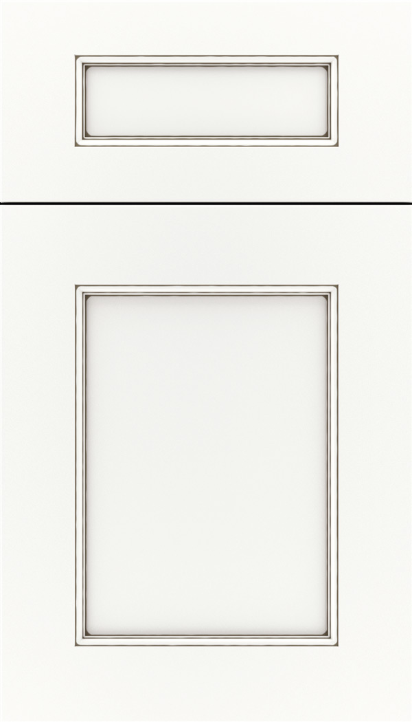 Lexington 5pc Maple recessed panel cabinet door in Whitecap with Smoke glaze